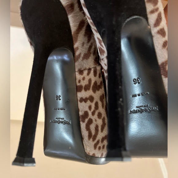 YSL Tribute Pony Hair Leopard Pump UNILEOPARD ANTHRACITE - Picture 5 of 12